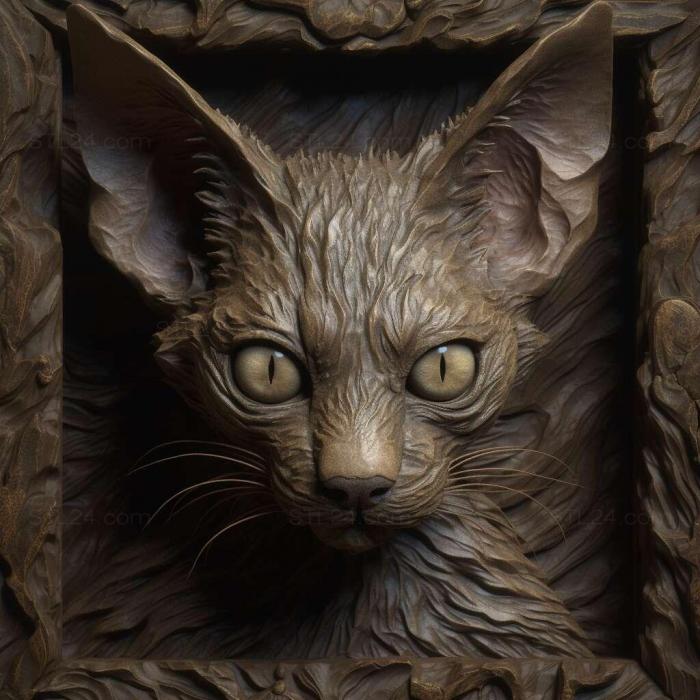 Nature and animals (Lykoi cat 1, NATURE_7769) 3D models for cnc